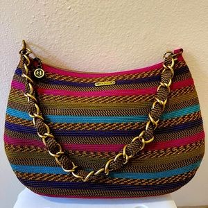 Eric Javits multi color straw shoulder bag